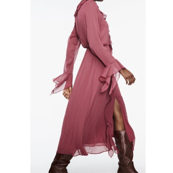 BLOGGER'S FAVE! Zara Ruffled Midi Dress NWT - Picture 13 of 16